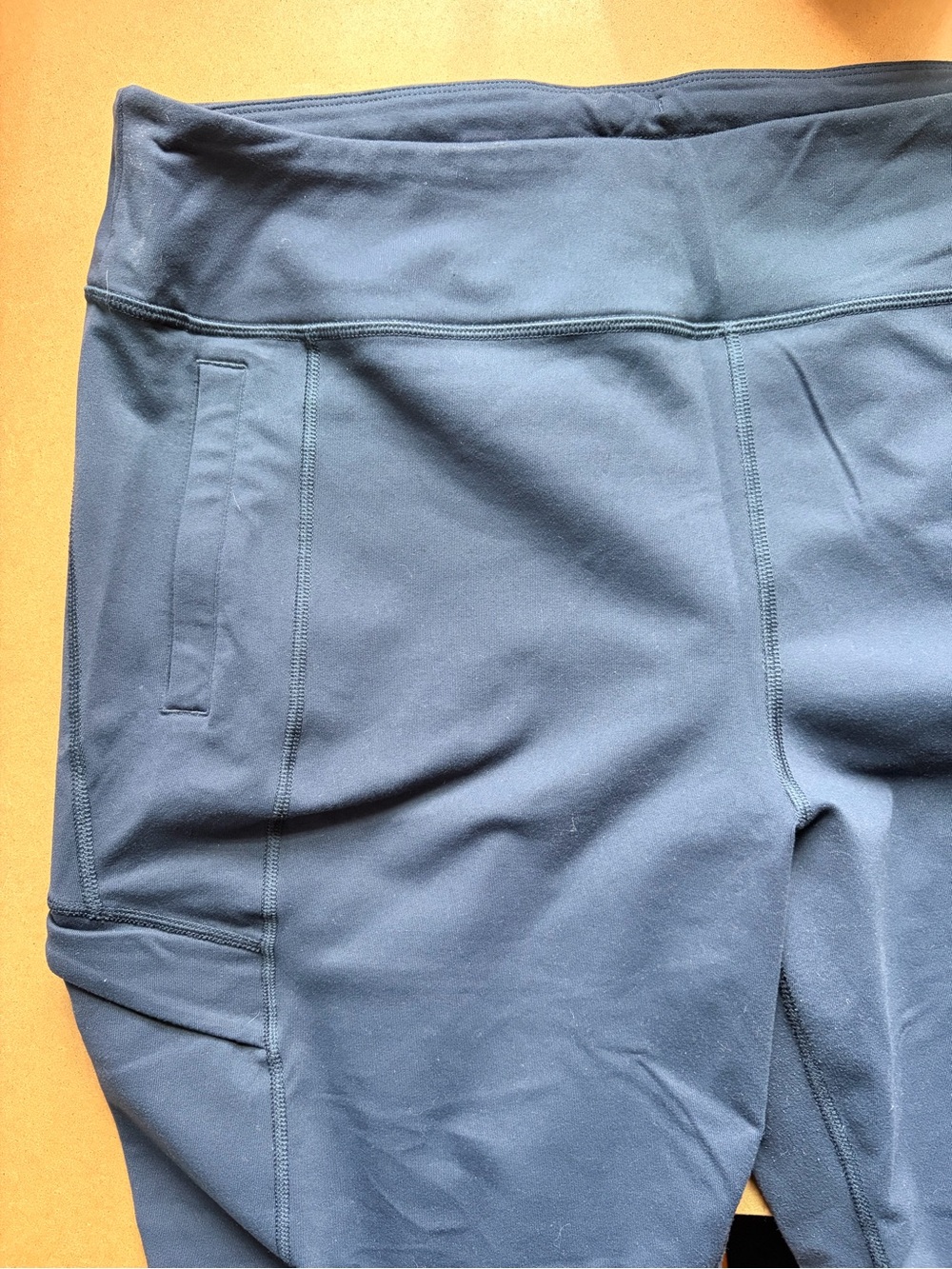 High-Waist Navy Pants with Side Pocket